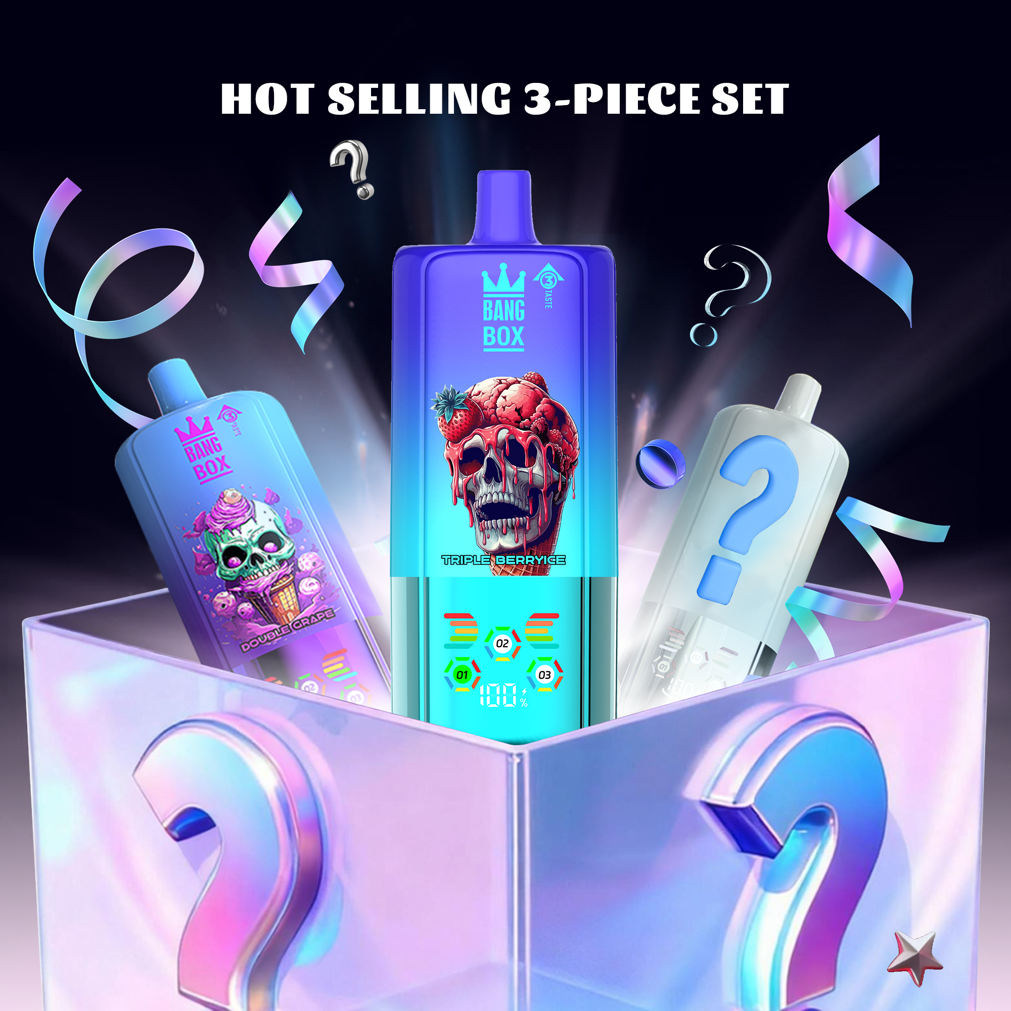 🎁3 db-os BANG BOX 80000 Puffs 3 in1 Flavor Disposable Vape – Mystery Box Price Reduction！