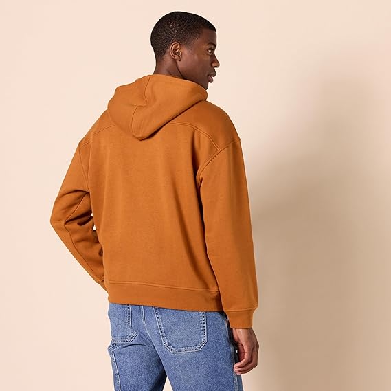 Men's quarter-zip loose-fitting hooded sweatshirt