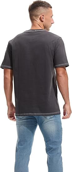 Men's Heavyweight Crew Neck T-Shirt - Men's Premium 100% Cotton Thick T-Shirt