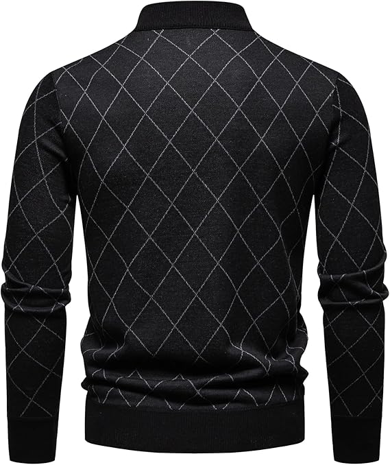 Men's quarter-zip pullover, lightweight and soft knitted long-sleeved sweater.
