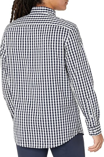 Men's slim-fit, long-sleeved, wrinkle-free, stretch dress shirt