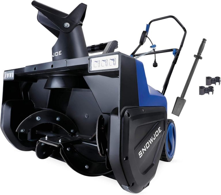 Snow Joe SJ627E 22-Inch 15-Amp Electric Snow Thrower w/Dual LED Lights, Blue & Woods 2436 16/3 Outdoor Cold-Flexible SJTW Extension Cord, 100-Foot
