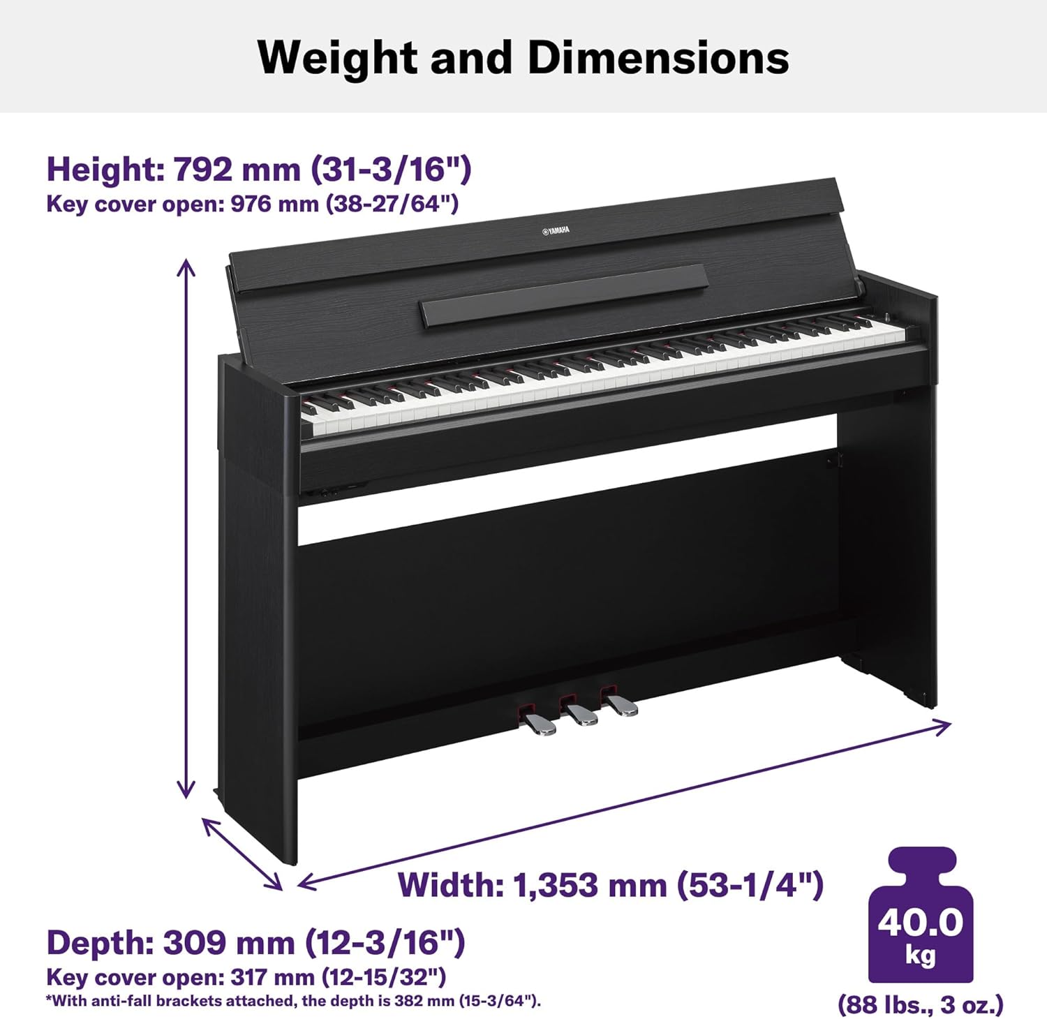 Yamaha YDPS55 Arius Series Slim Digital Console Piano, Black