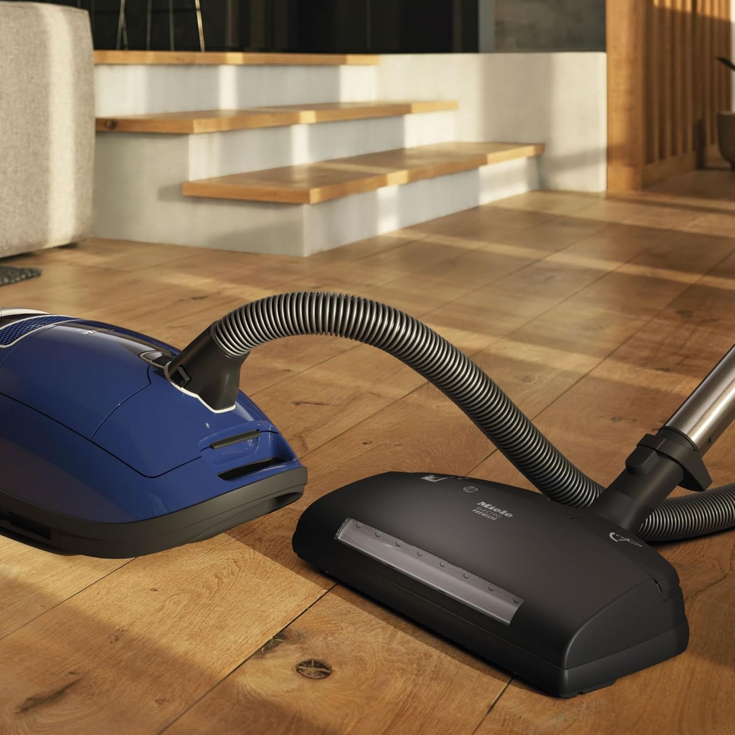 Miele Complete C3 Marin Bagged Canister Vacuum Cleaner with Electrobrush Floorhead, Suitable for Carpets and Hard Floors, in Marine Blue