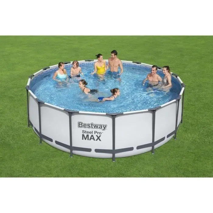 Kit Piscine hors sol tubulaire BESTWAY Steel Pro Max - 457 x 122 cm + Lot de 9 Dalles de protection