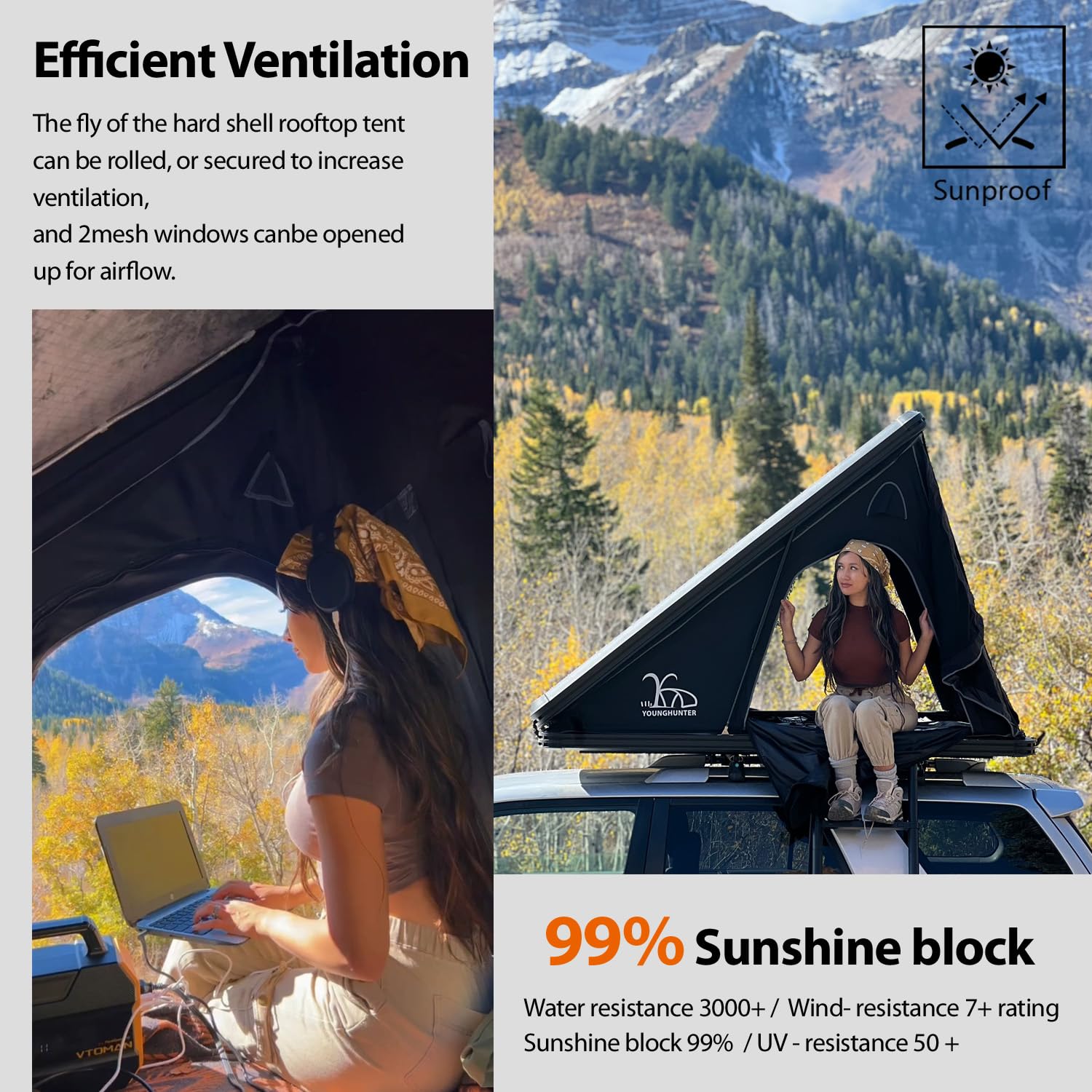 YOUNGHUNTER Triangle Roof top Tent