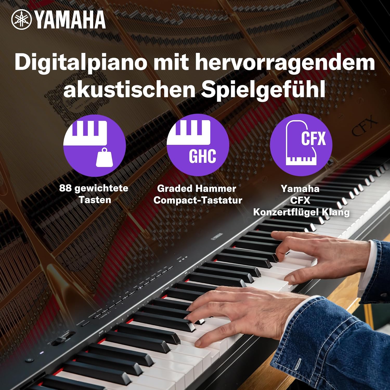 Yamaha P-225 Digital Piano, White - Lightweight and Portable Digital Piano with the Graded Hammer Compact Keyboard with 88 Weighted Keys and 24 Instrument Sounds