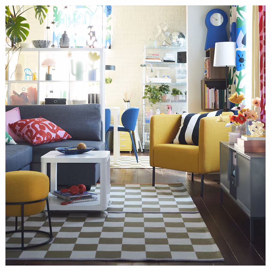 IKEA  KLASSRUM  Rug, flatwoven, white/green, 4 ' 4 