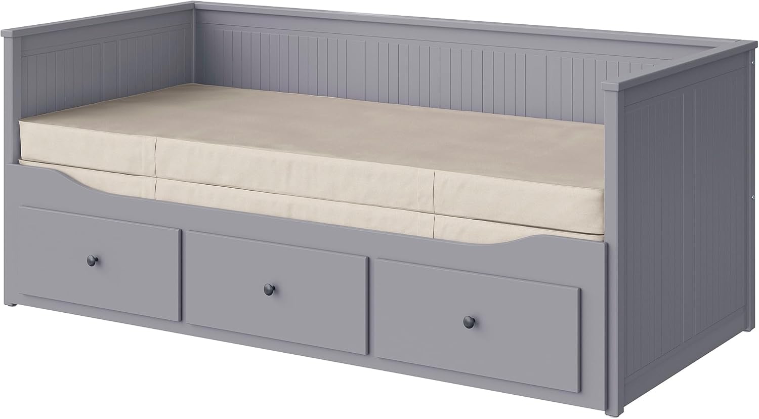 IKEA HEMNES Day-Bed w 3 Drawers/2 mattresses, 80x200 cm, Grey/Vannareid Extra Firm