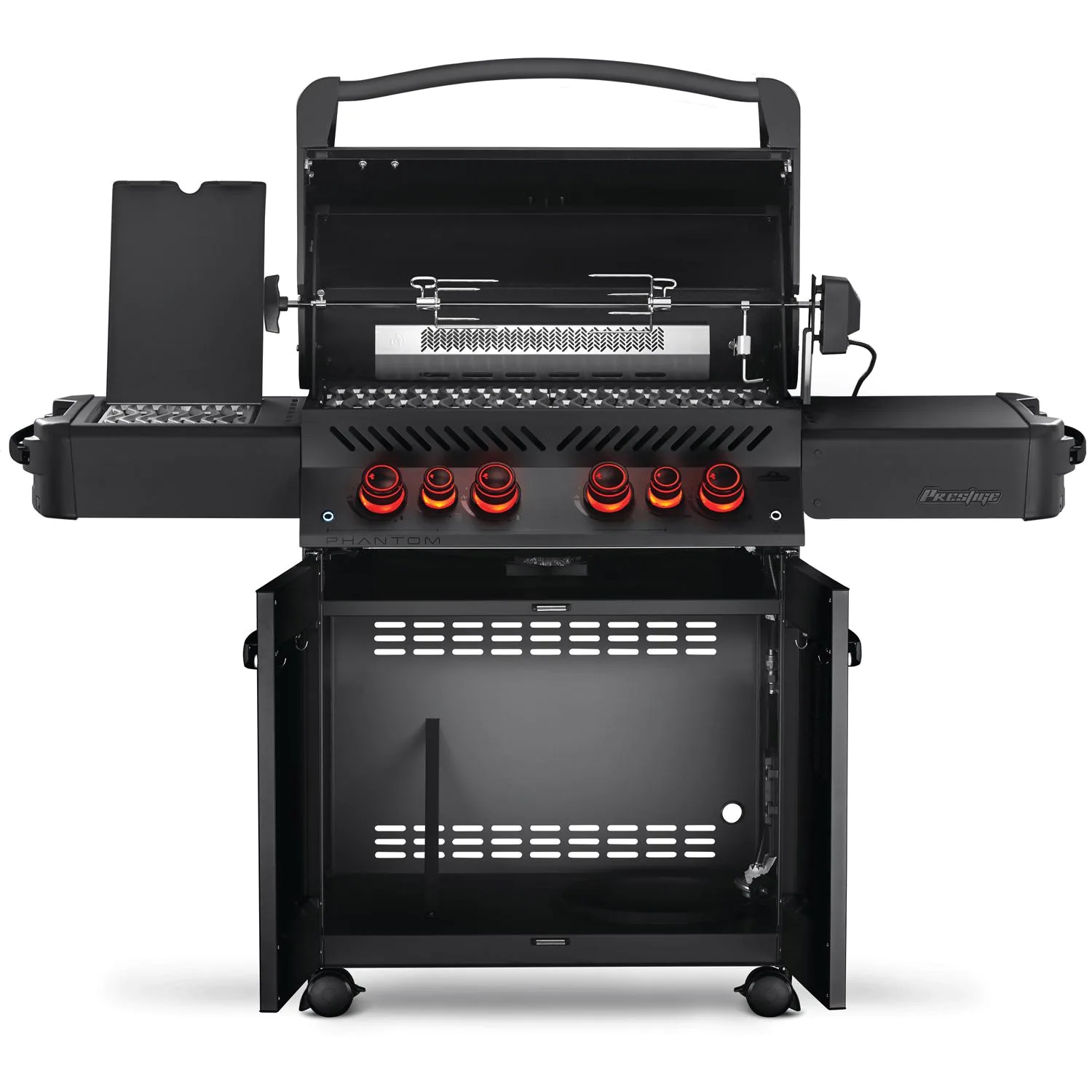 Napoleon Phantom Prestige 500 Propane Gas Grill with Infrared Rear Burner, Infrared Side Burner, & Rotisserie Kit - Matte Black - P500RSIBPMK-3-PHM
