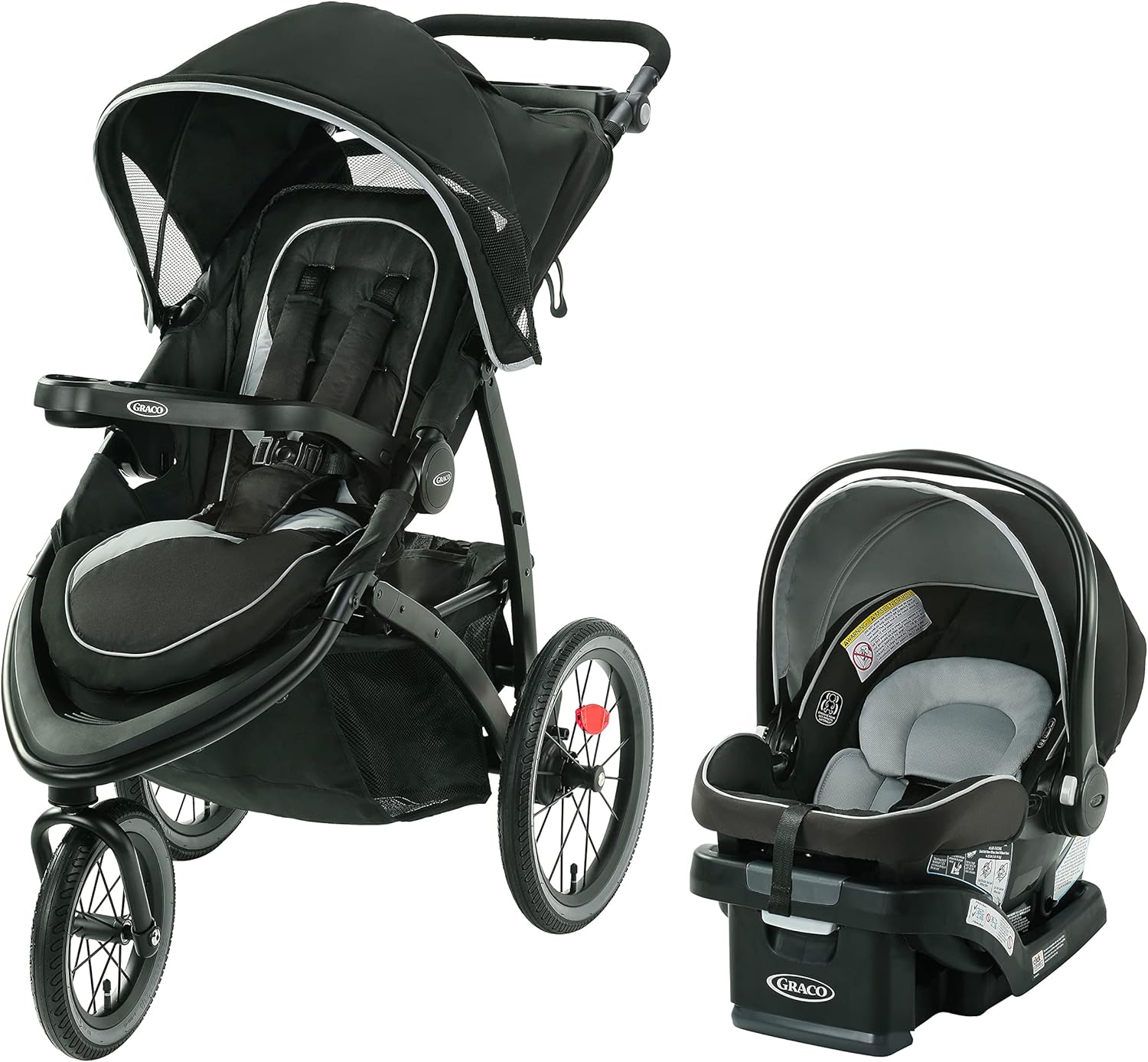 Graco FastAction Jogger LX Travel System, Compact Jogging Baby Stroller and Car Seat Combo with SnugRide SnugLock 35 Lite Infant Car Seat, Rear-Facing from 1.8-16 kg (4-35 lb), Mansfield