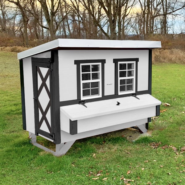 OverEZ Farmhouse Large Chicken Coop with Feeder, Waterer, and Bedding