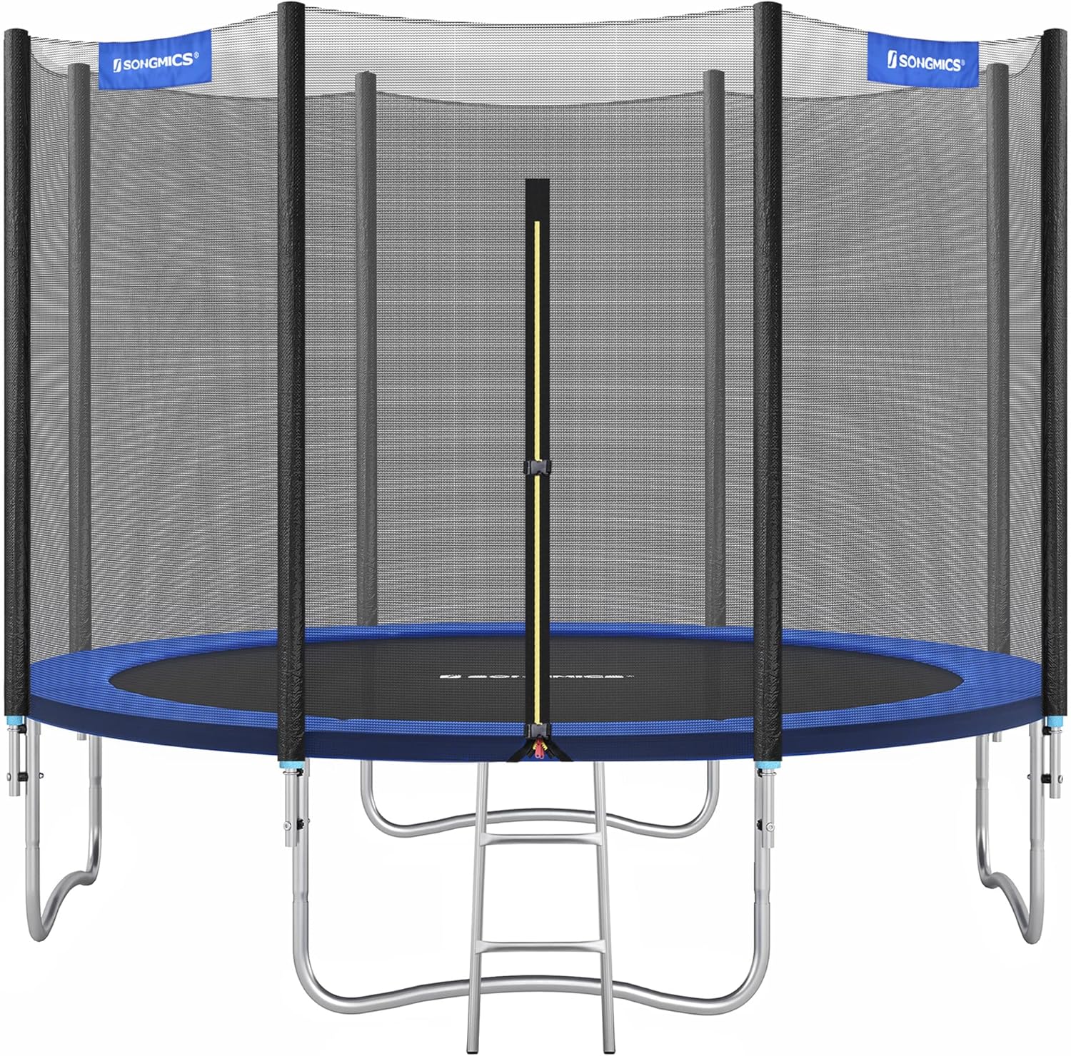 SONGMICS Outdoor Trampoline Ø 244cm, Round Garden Trampoline with Safety Net, Ladder and Padded Poles