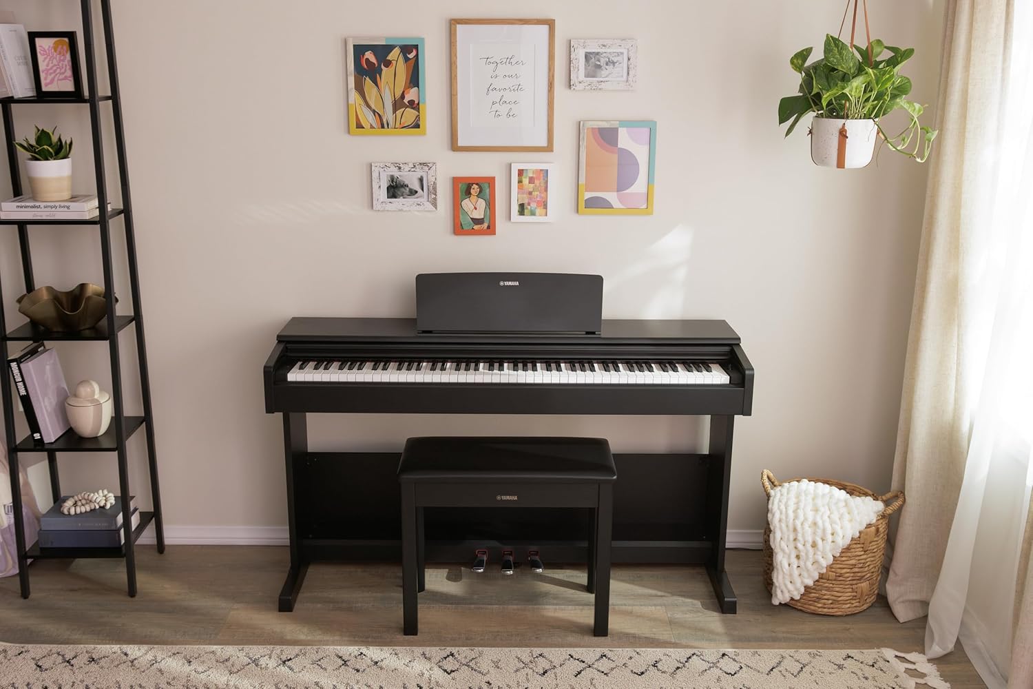 Yamaha Arius, 88-Key Weighted Action Digital Beginner and Intermediate Players, Dynamic Response, Grand Piano Sound, 3-Pedal Unit, Upright Design, Bench Included, Dark Rosewood (YDP105R)
