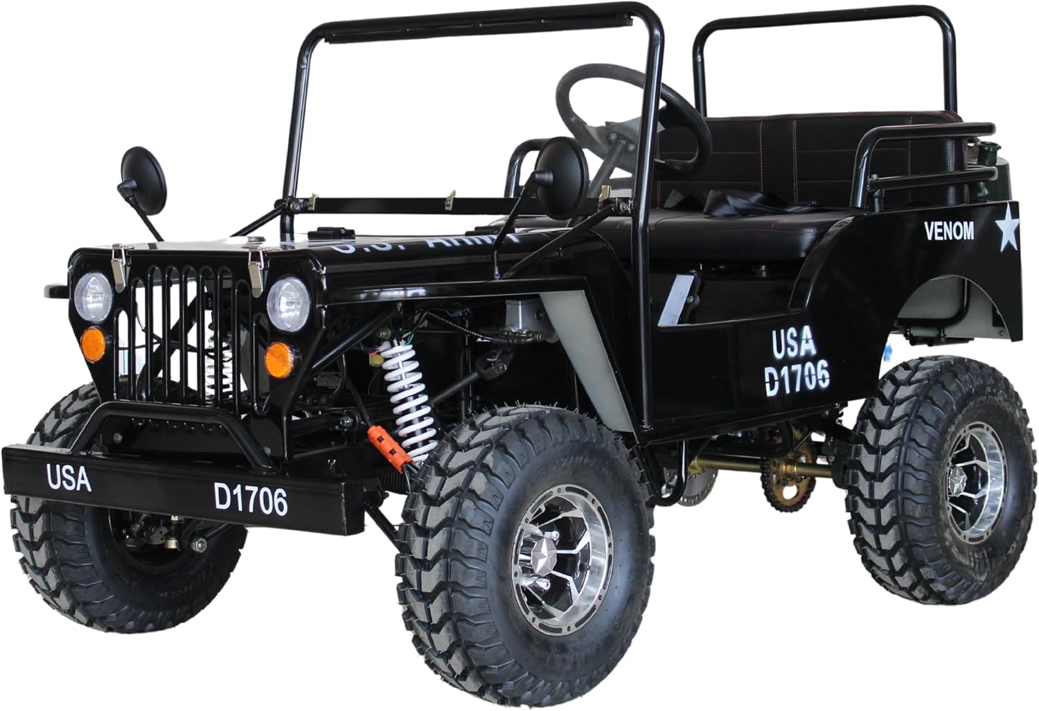 Mini Jeep 125cc | 4 Stroke | 3 Speed Semi Auto + Reverse | Electric Start | Spare Tire and Gas Tank Included | Go Kart | Golf Cart | RZR | 4 Wheeler | ATV | Venom Motorsports