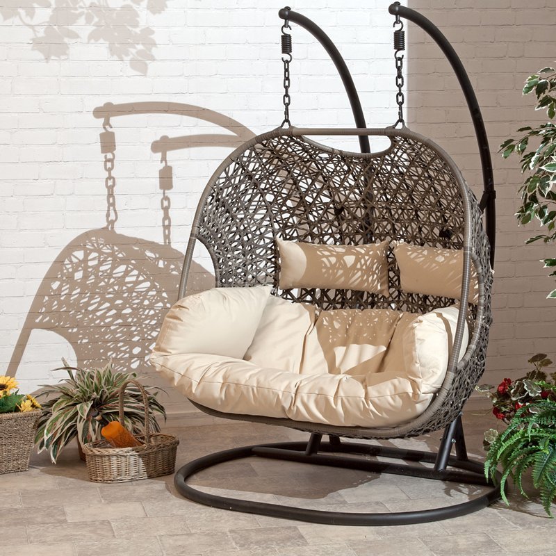 2025 2-person patio rattan swing chair
