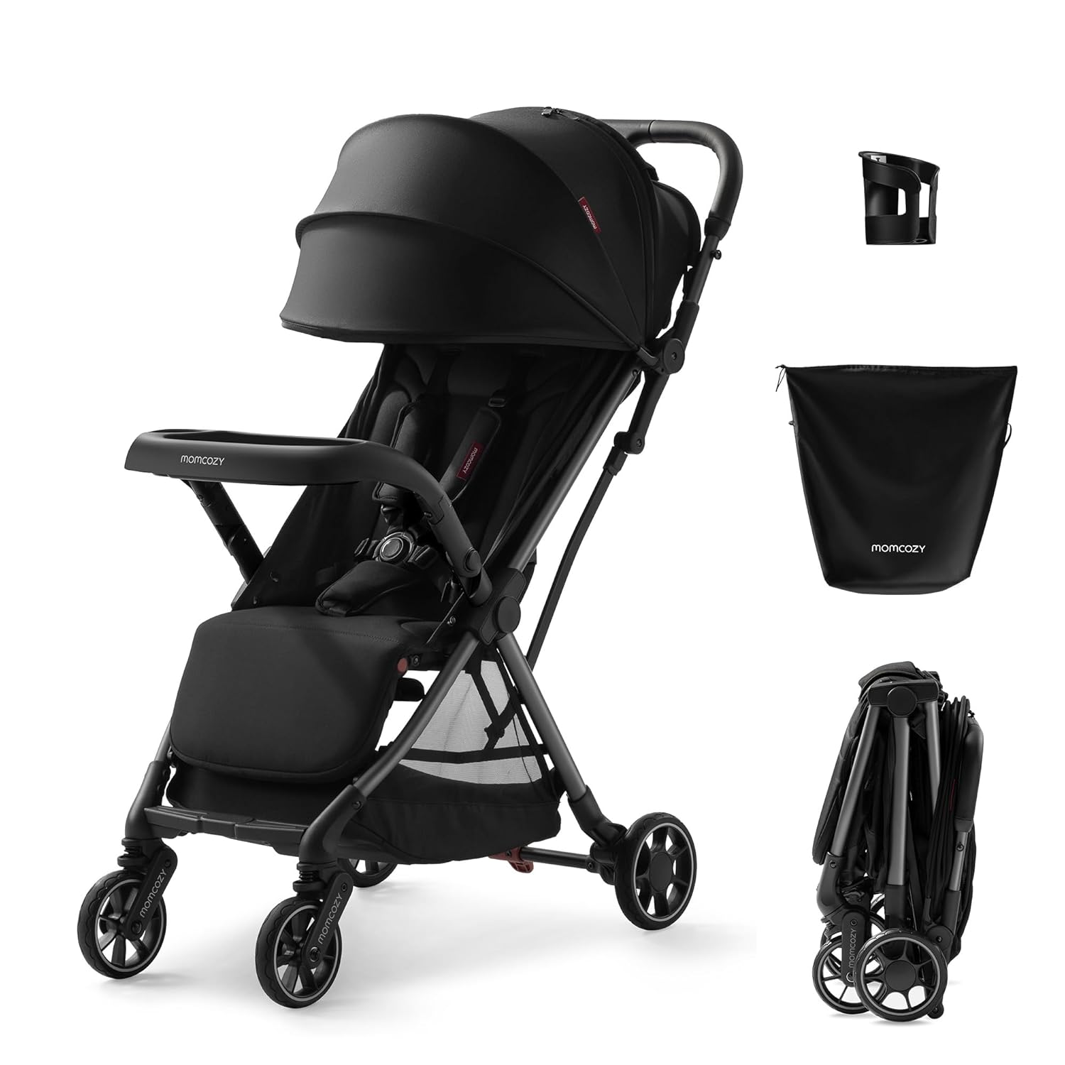 Momcozy ClickGo Lightweight Stroller, Compact Travel Stroller for Airplane with One-Click Fold, Baby Stroller and Toddler Stroller with Large Canopy for...