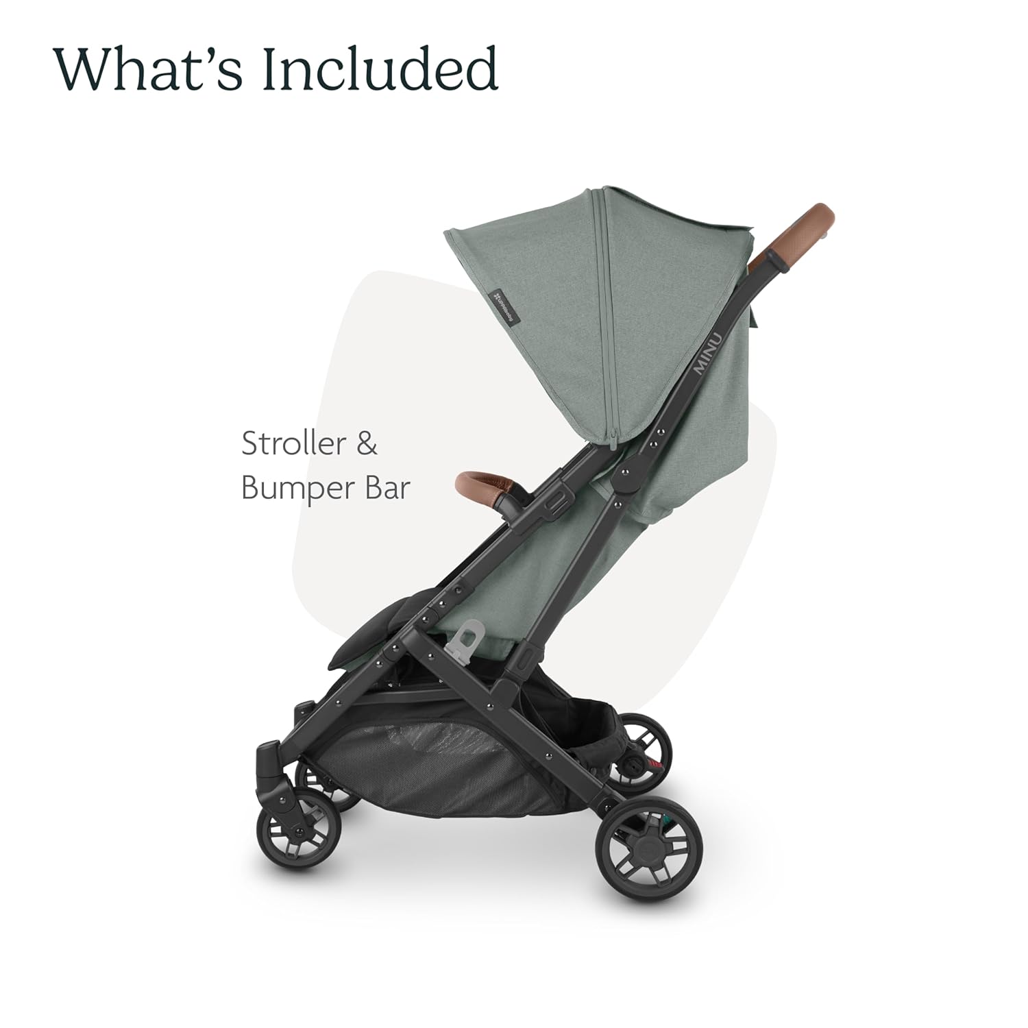 UPPAbaby Minu V2 Travel Stroller/Lightweight, Portable Design/One-Hand Fold/Shoulder Strap and Leather Bumper Bar Included/Gwen (Green Mélange/Carbon...