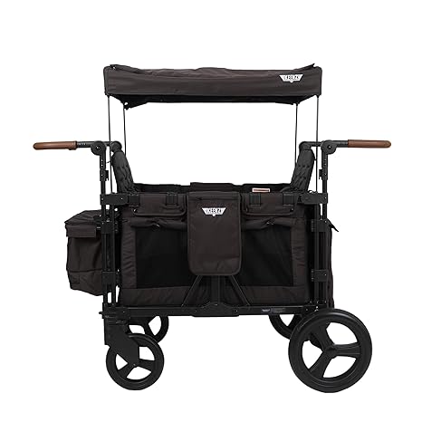 Keenz XC+ 2.0 - Luxury 4 Passenger Stroller Wagon for Kids | Foldable 4 Passenger Quad Seater with Adjustable Canopy | Mocha