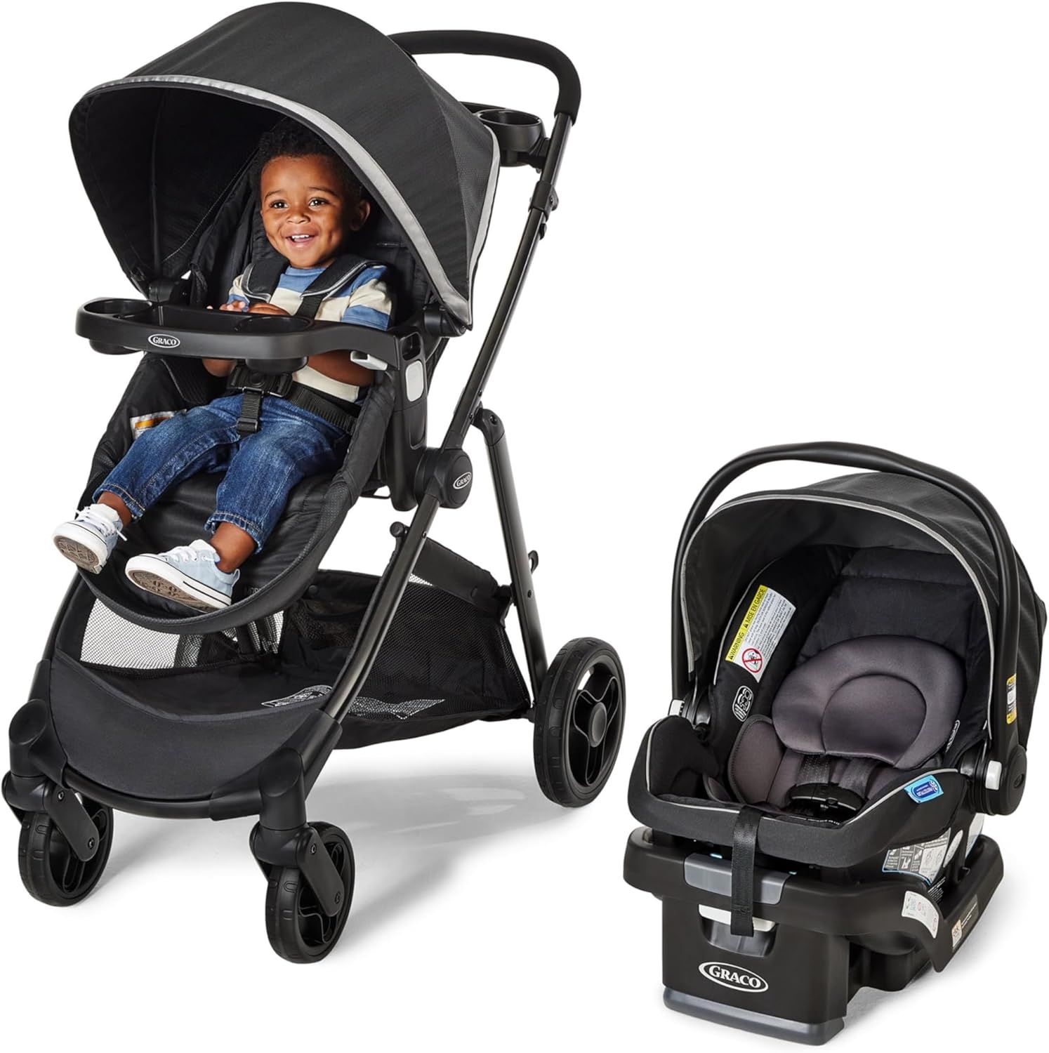 Graco Modes Element Travel System, 3-in-1 Baby Stroller and Car Seat Combo with Rear-Facing SnugRide SnugLock 35 Lite Infant Car Seat, Rear-Facing from 1.8-16 kg (4-35 lb), Miles