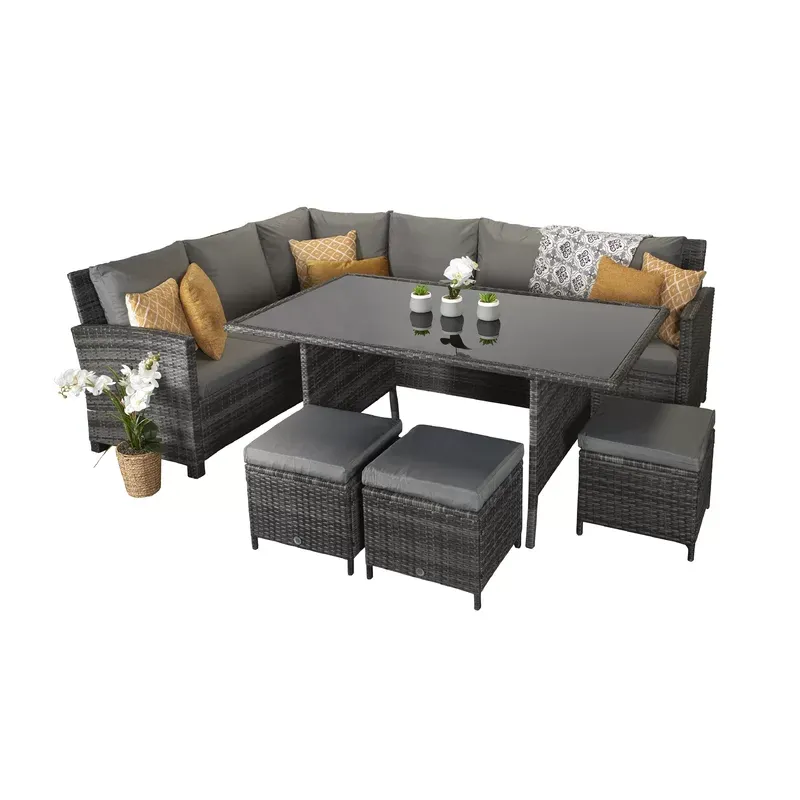 Camila Wicker 9 - Person Garden Lounge Set with Cushions