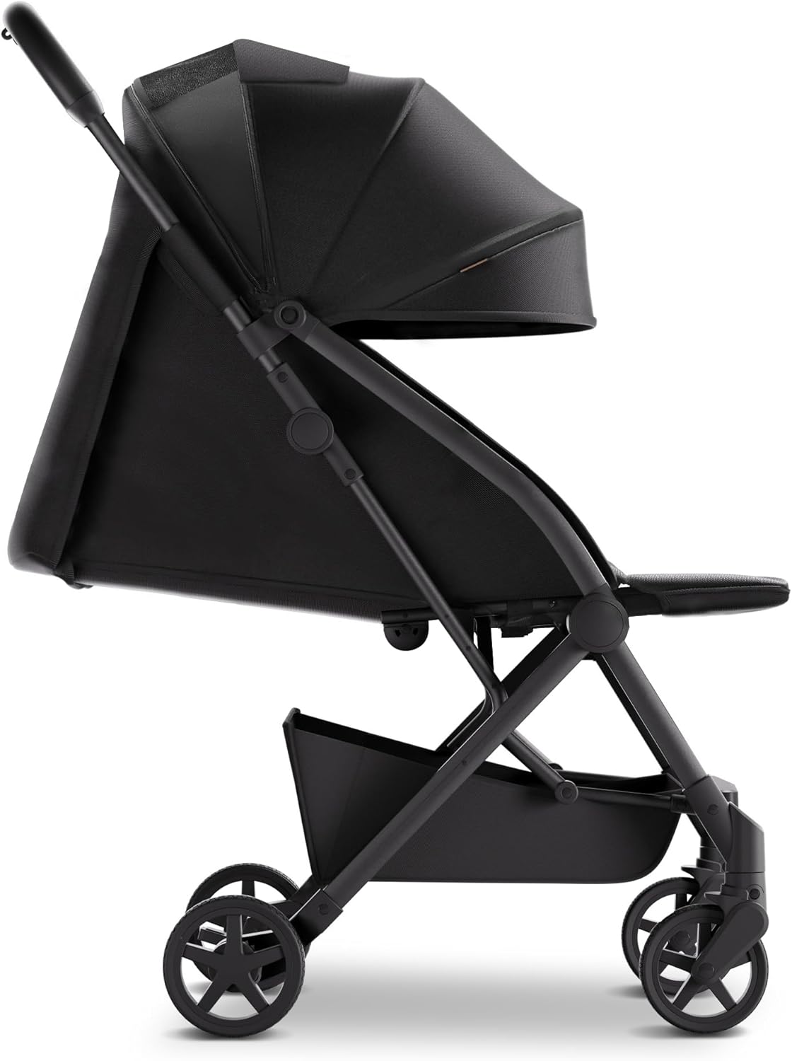 Mompush Lithe V2 Lightweight Stroller + Snack Tray, Ultra-Compact Fold & Airplane Ready Travel Stroller, Near Flat Recline Seat, Cup Holder, Raincover & Travelbag Included