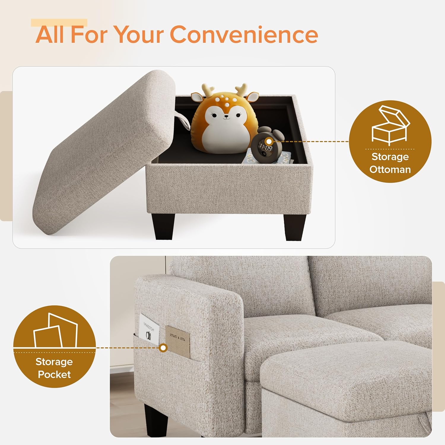 ZeeFu Convertible Sectional Sofa Couch