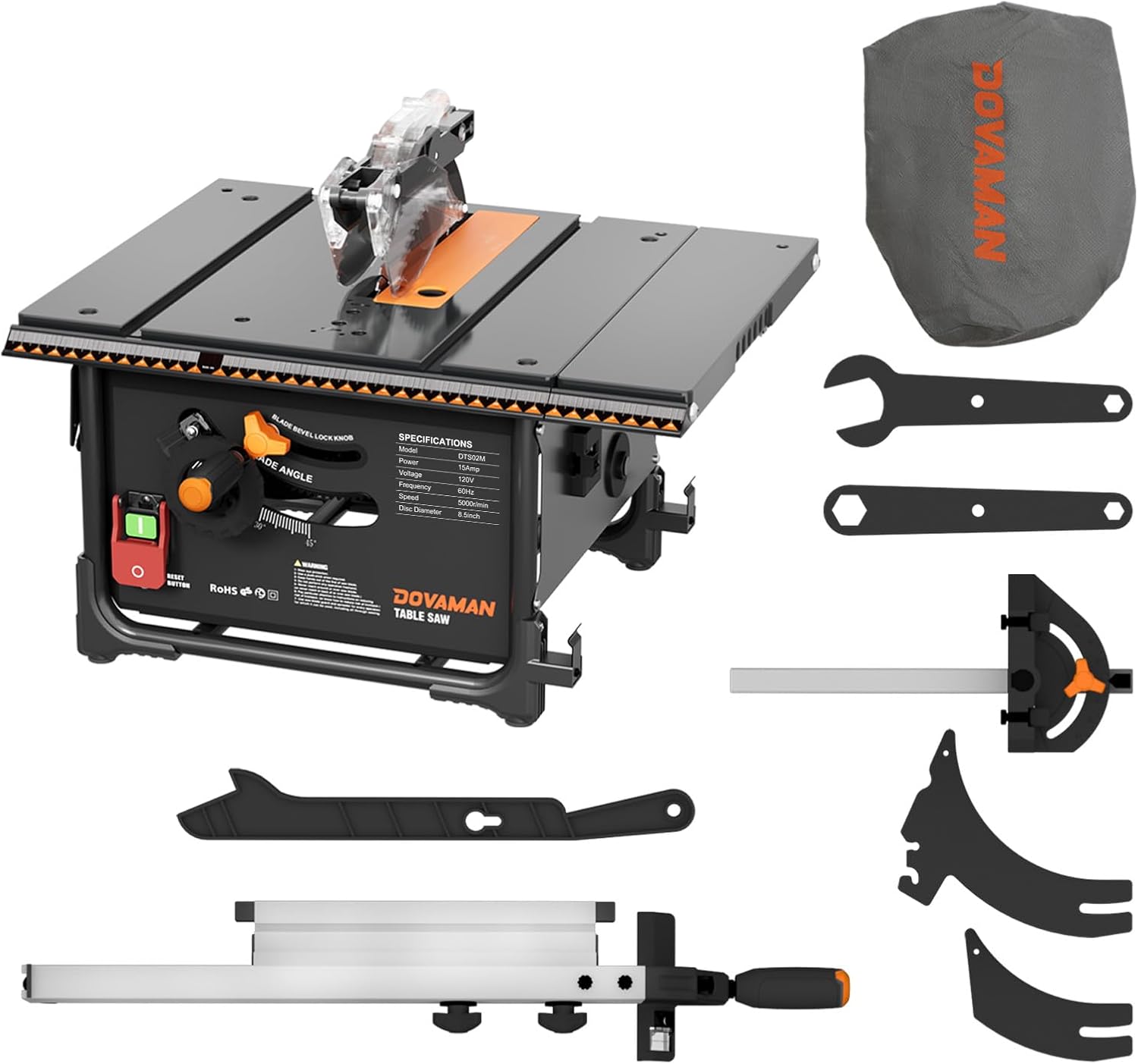 DTS02M 15 Amp 8-1/2 Inch Dustless Table Saw, 98% Dust Collection Rate, 19-3/16
