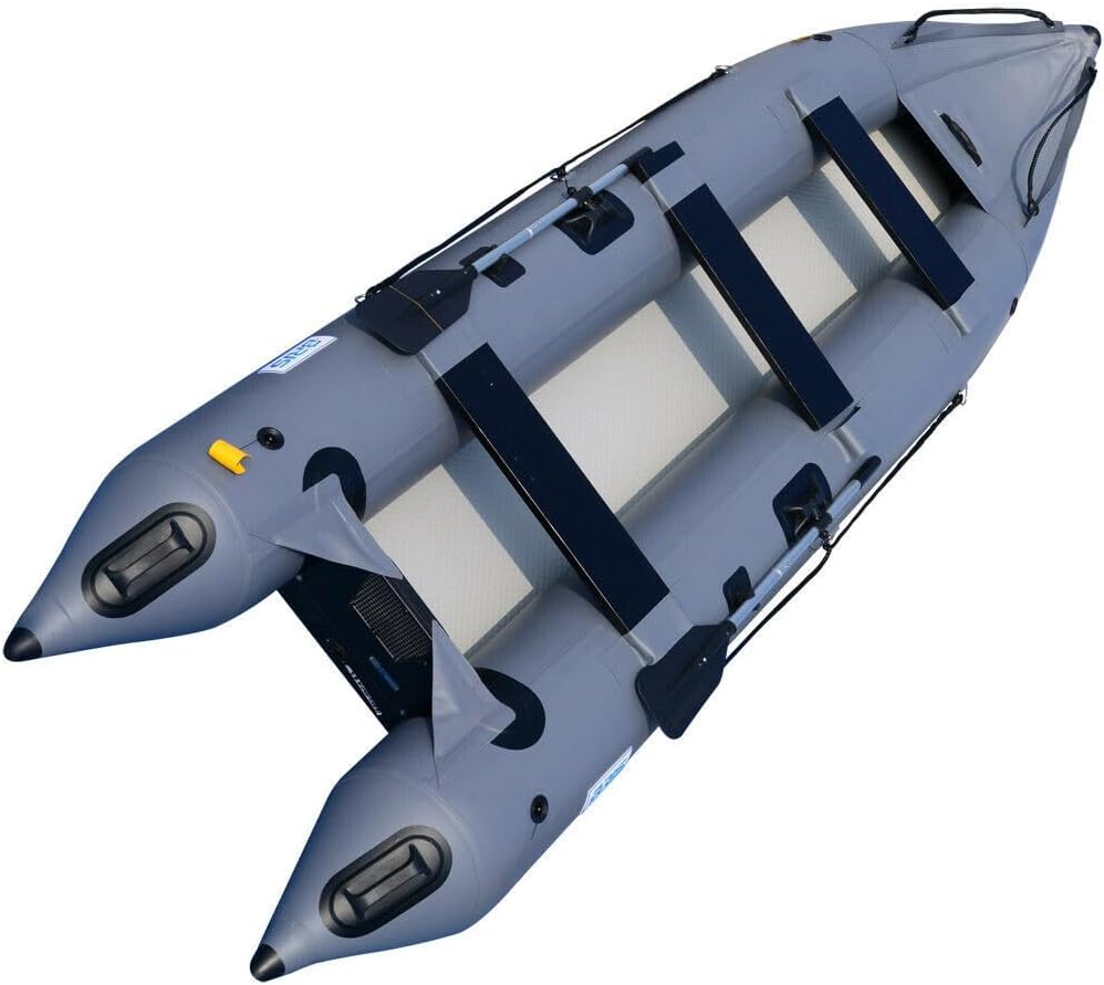 BRIS 14.1ft Inflatable Boat Inflatable Kayak 3 Person Kayak Canoe Fishing poonton Boat