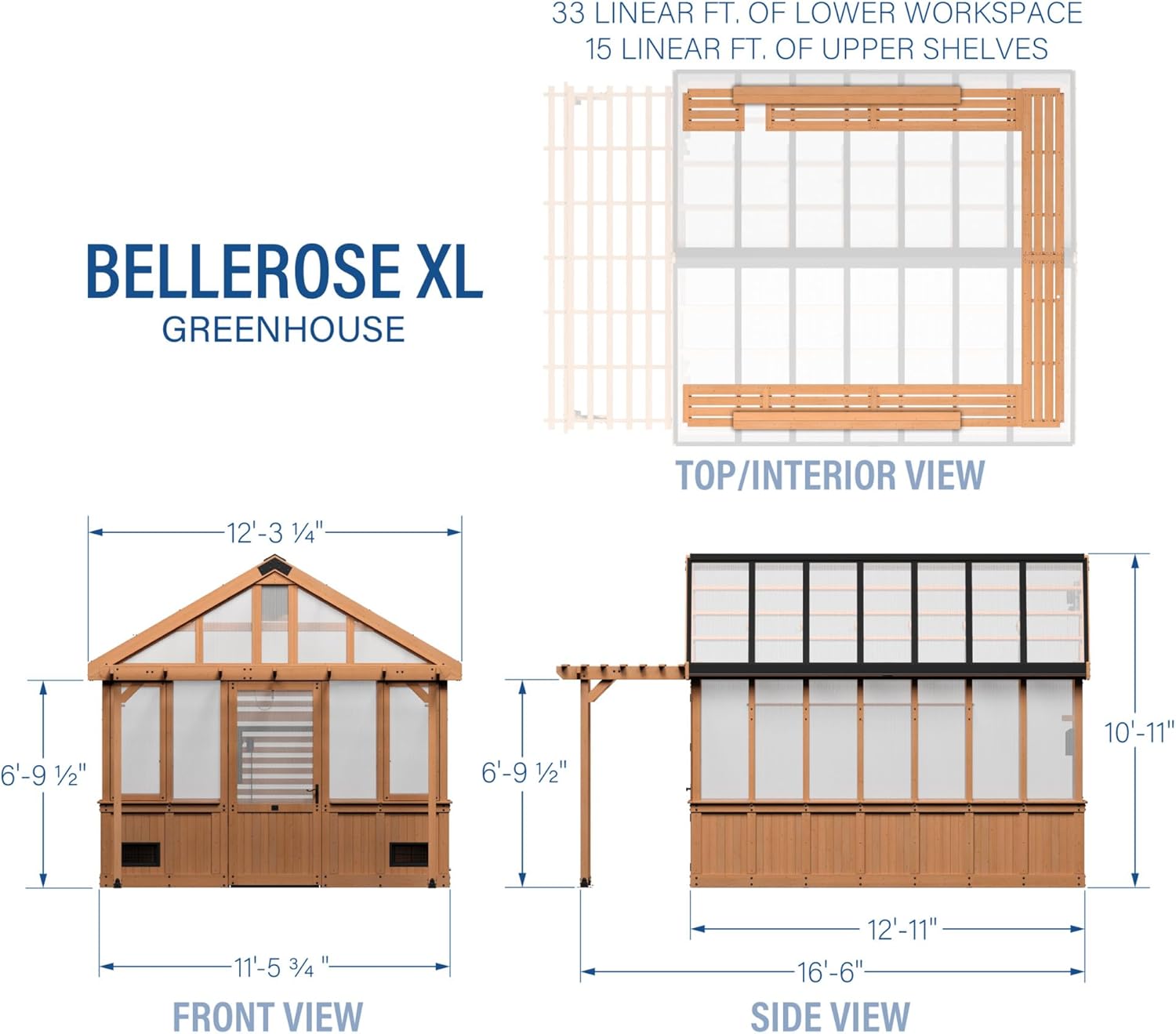 Backyard Discovery Bellerose XL 13' x 11' Cedar Wood and Polycarbonate Walk-in Greenhouse Kit