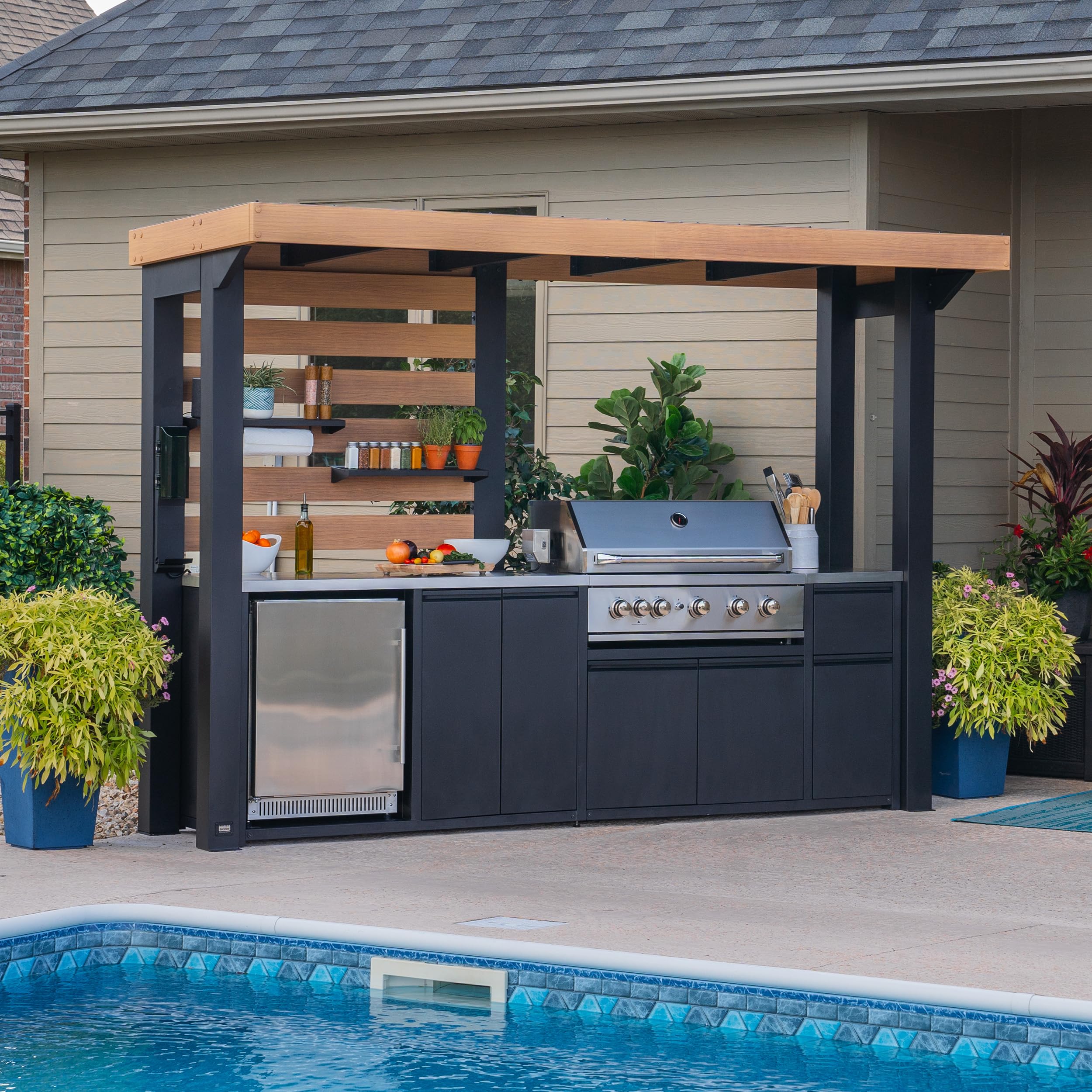 Backyard Discovery Fusion Flame Galvanized Steel Covered Outdoor Kitchen