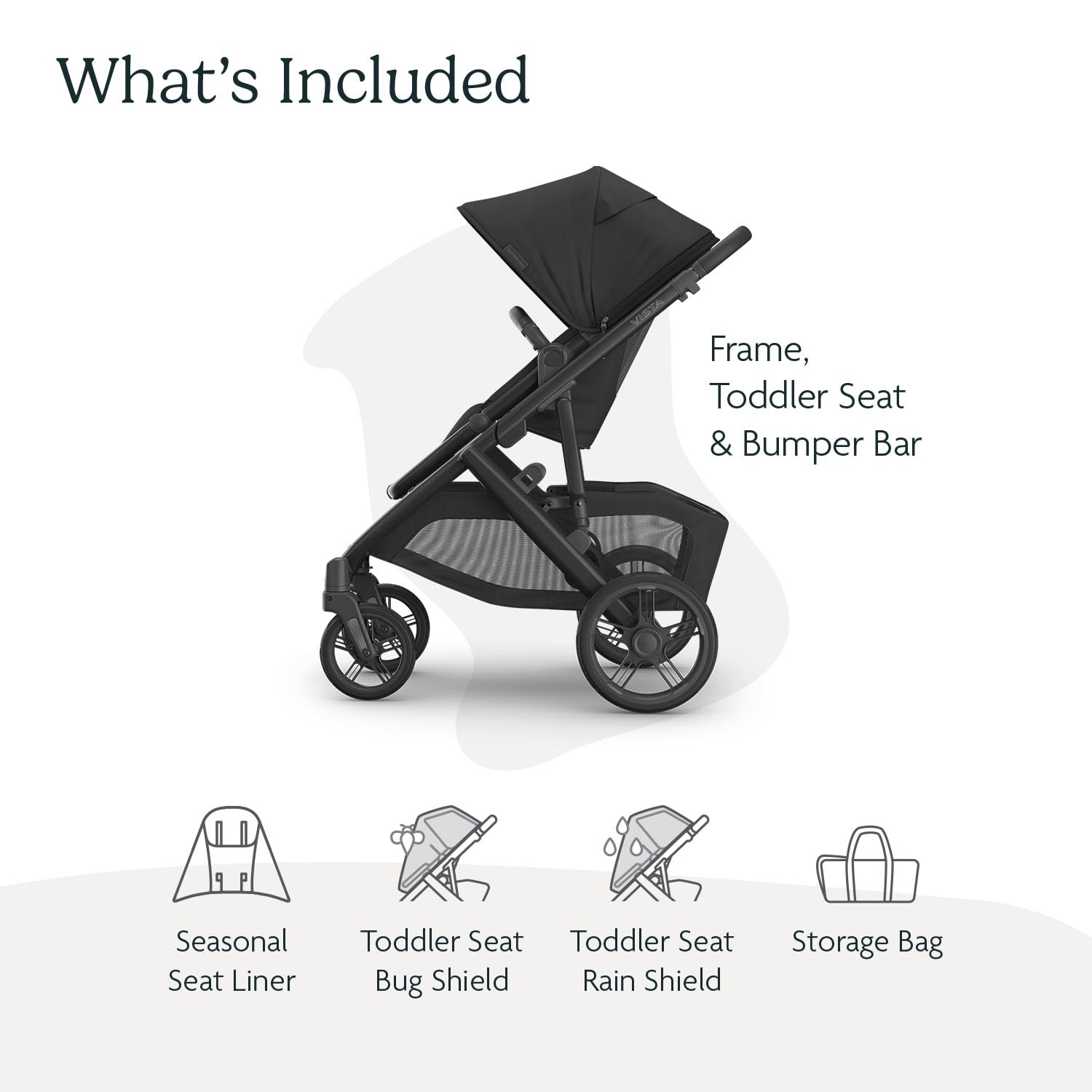 UPPAbaby Vista V3 Stroller - Full-Size Single-to-Double Stroller System - Toddler Seat, Bug Shield, Rain Shield, and Storage Bag Included - Jake...