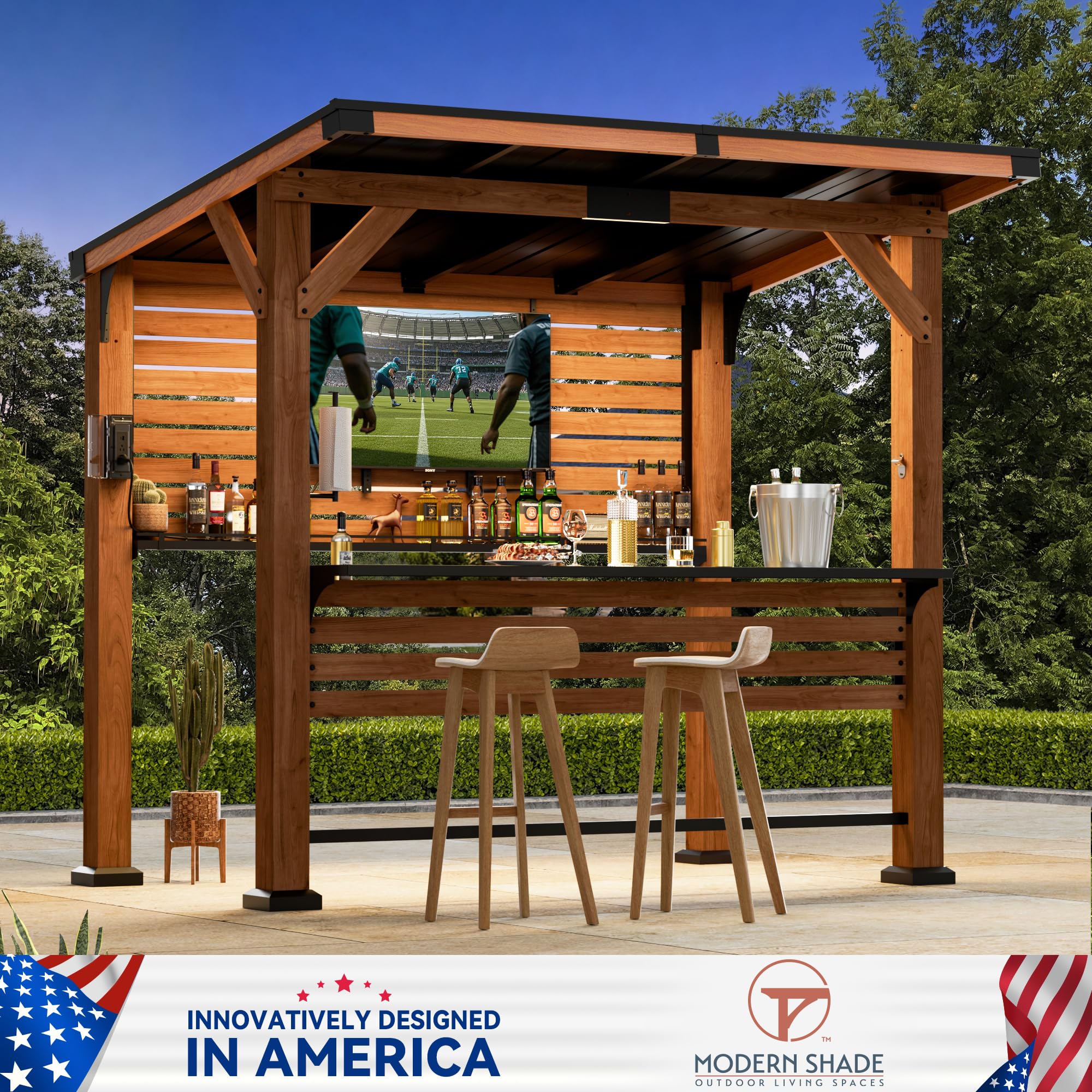 Modern Shade The Aura Cedar Wood Entertainment Bar Center