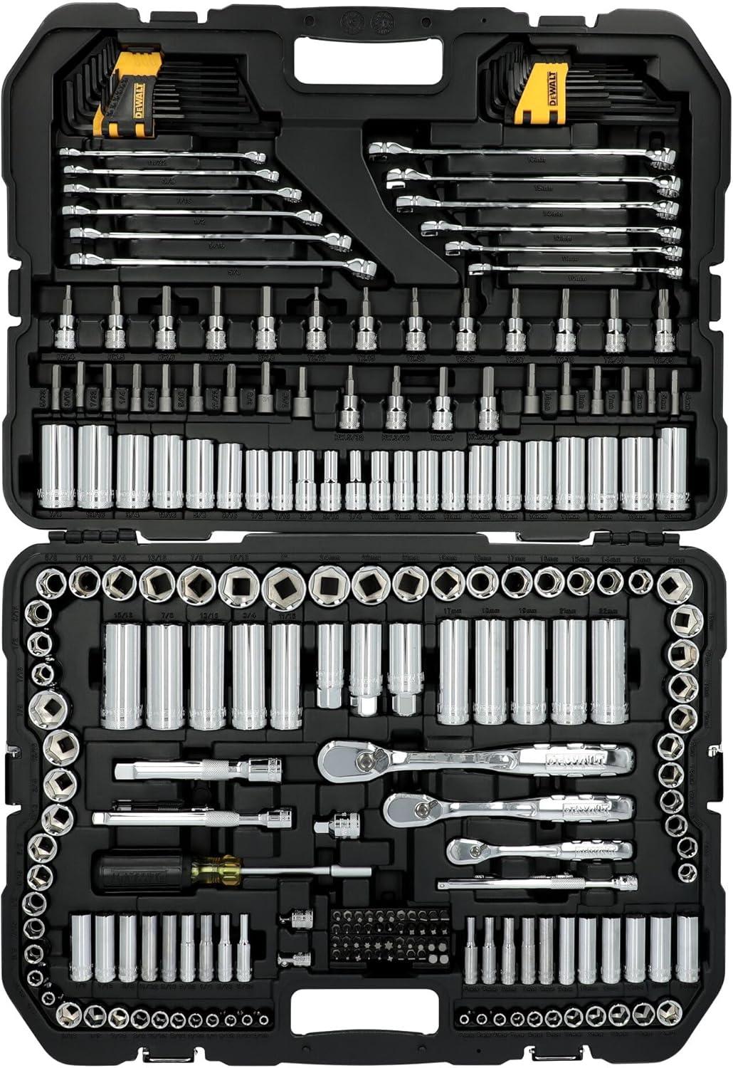 DEWALT Mechanic Tool Set, 247-Piece, 1/4 in., 3/8 in. and 1/2 in. Drive, SAE, Ratchets, Sockets, Hex Keys, Combination Wrenches, Polish Chrome Finish