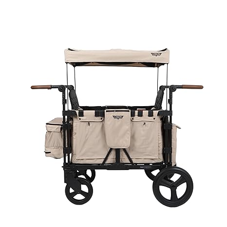 Keenz XC+ 2.0 - Luxury 4 Passenger Stroller Wagon for Kids | Foldable 4 Passenger Quad Seater with Adjustable Canopy | Mocha