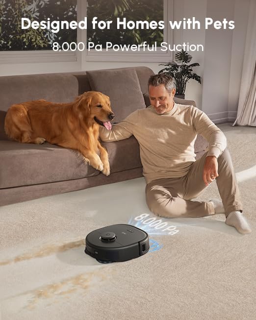 eufy X10 Pro Omni Robot Vacuum Cleaner with Mop, All-in-One Station, 8,000Pa Powerful Suction, Dual Mops, AI Obstacle Avoidance, Auto Mop Washing, Auto-Hot-Air-Drying, Auto-Emptying, Auto-Refilling