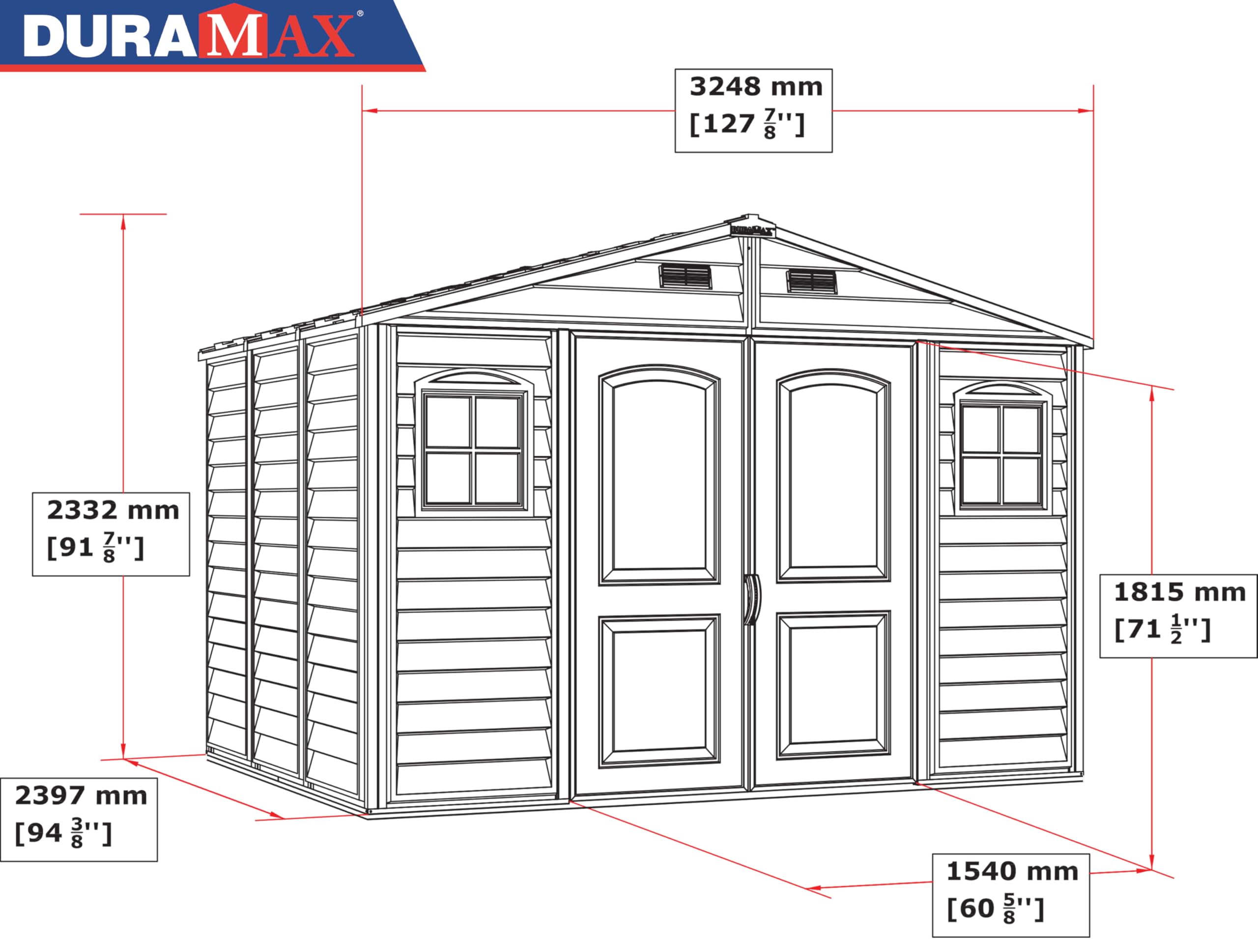 Duramax WoodSide 10 x 8 (8.02 m2) Garden Shed