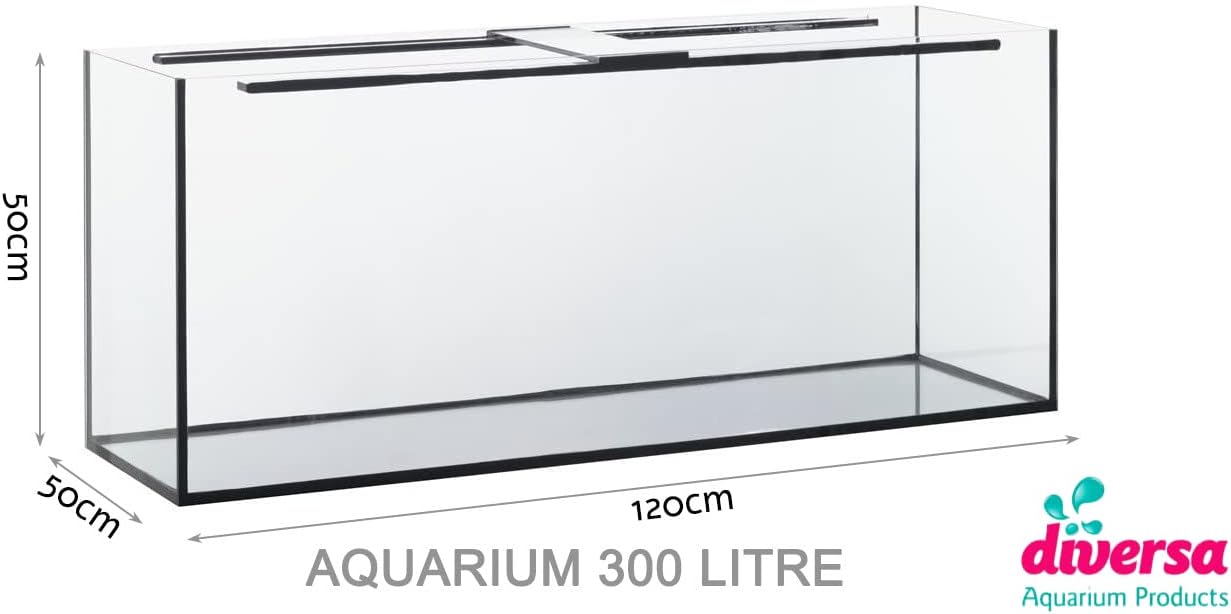 Diversa Aquarium Professional Fish Tank - Real Original Glass, Standard & Bow Front AQUARIUM ONLY (.Rectangle (Standard) Aquarium, 300L (120x50x50cm))…