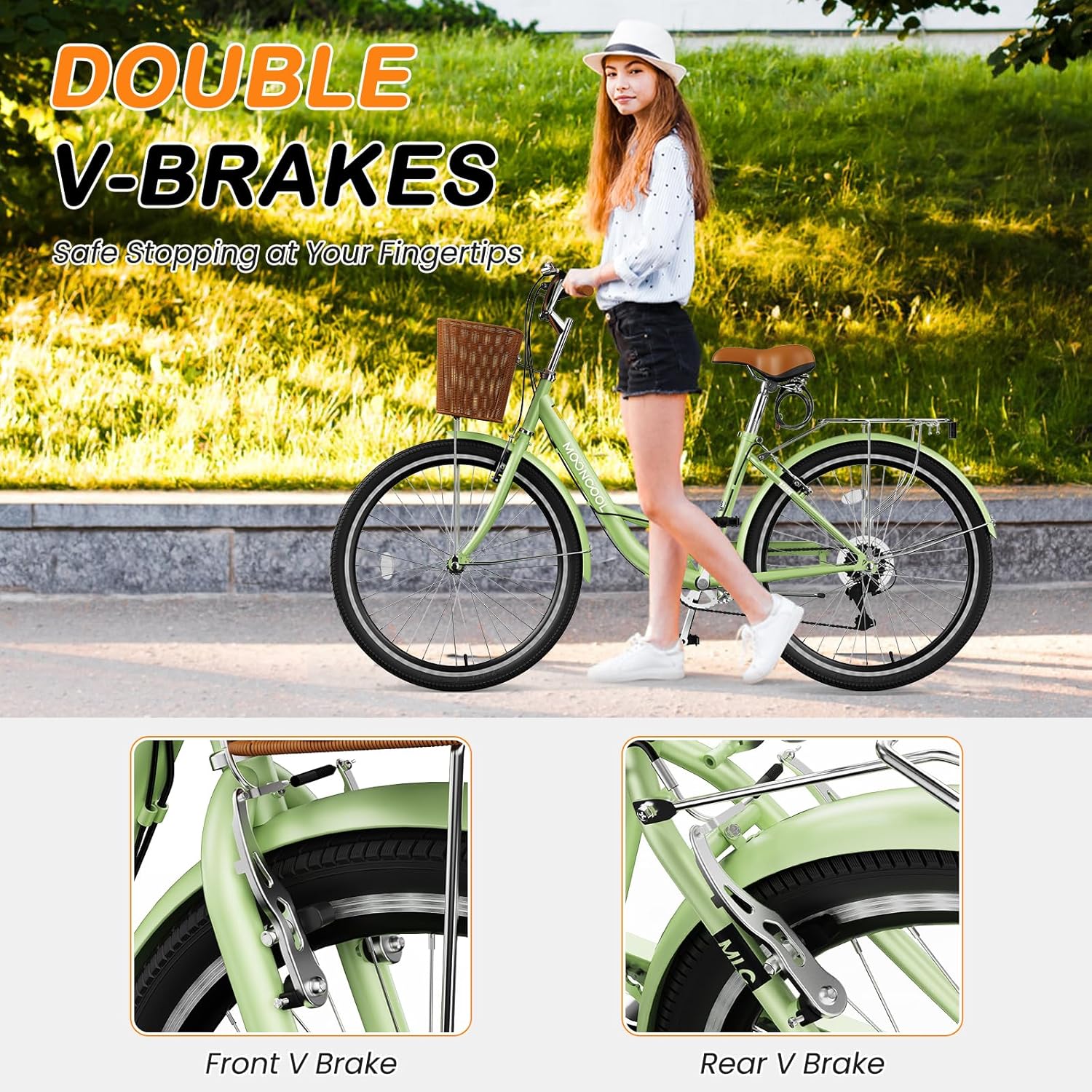 MOPHOTO Womens Bike – 7 Speed Step Through City Bicycle