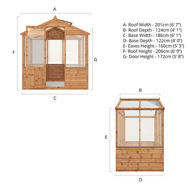 Mercia 6 x 4 Evesham Wooden Greenhouse