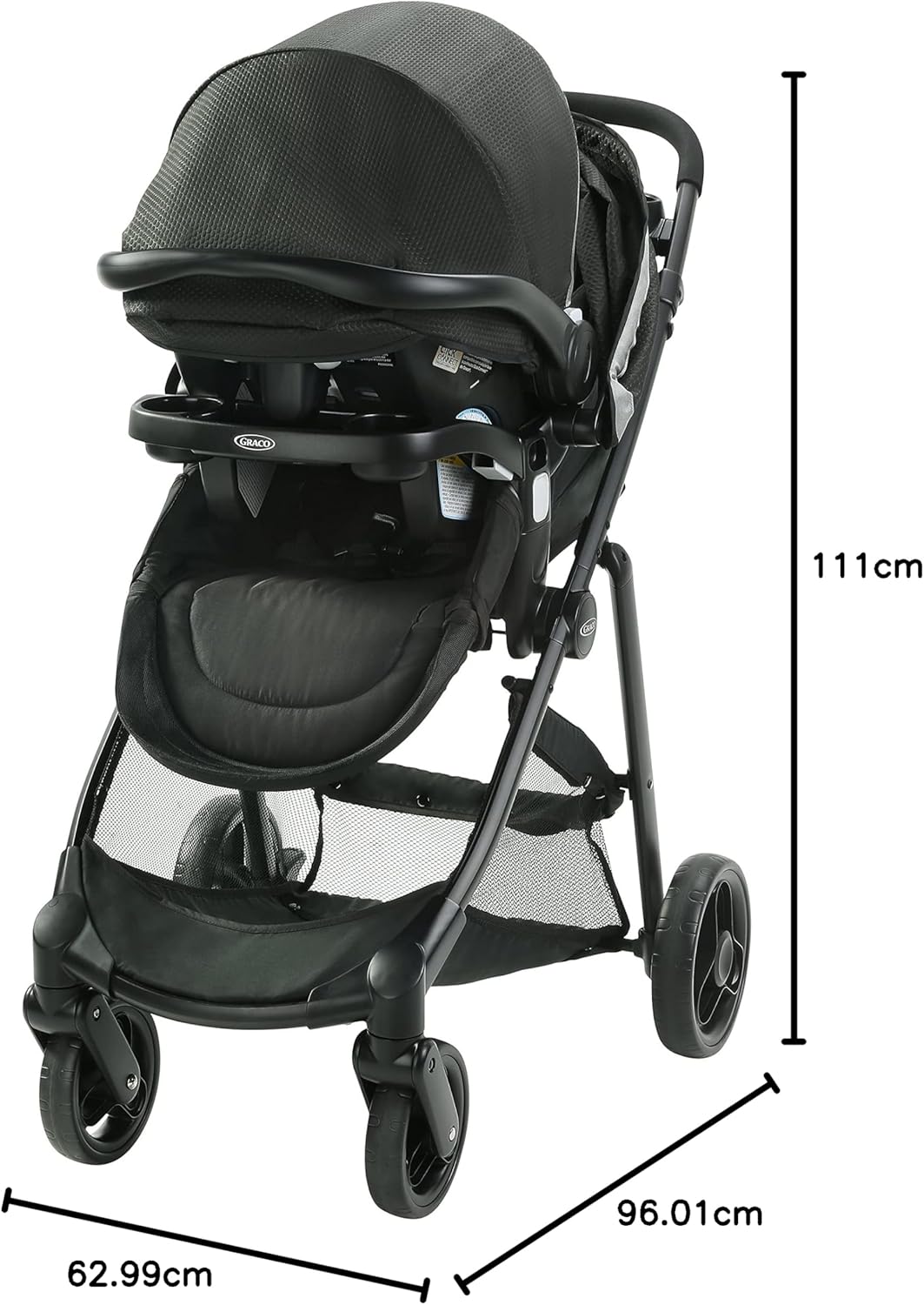 Graco Modes Element Travel System, 3-in-1 Baby Stroller and Car Seat Combo with Rear-Facing SnugRide SnugLock 35 Lite Infant Car Seat, Rear-Facing from 1.8-16 kg (4-35 lb), Miles