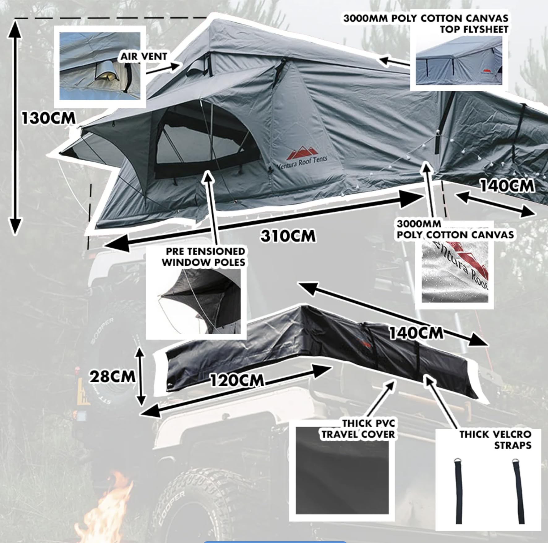 Extended Ventura Deluxe 1.4 Roof Top Tent