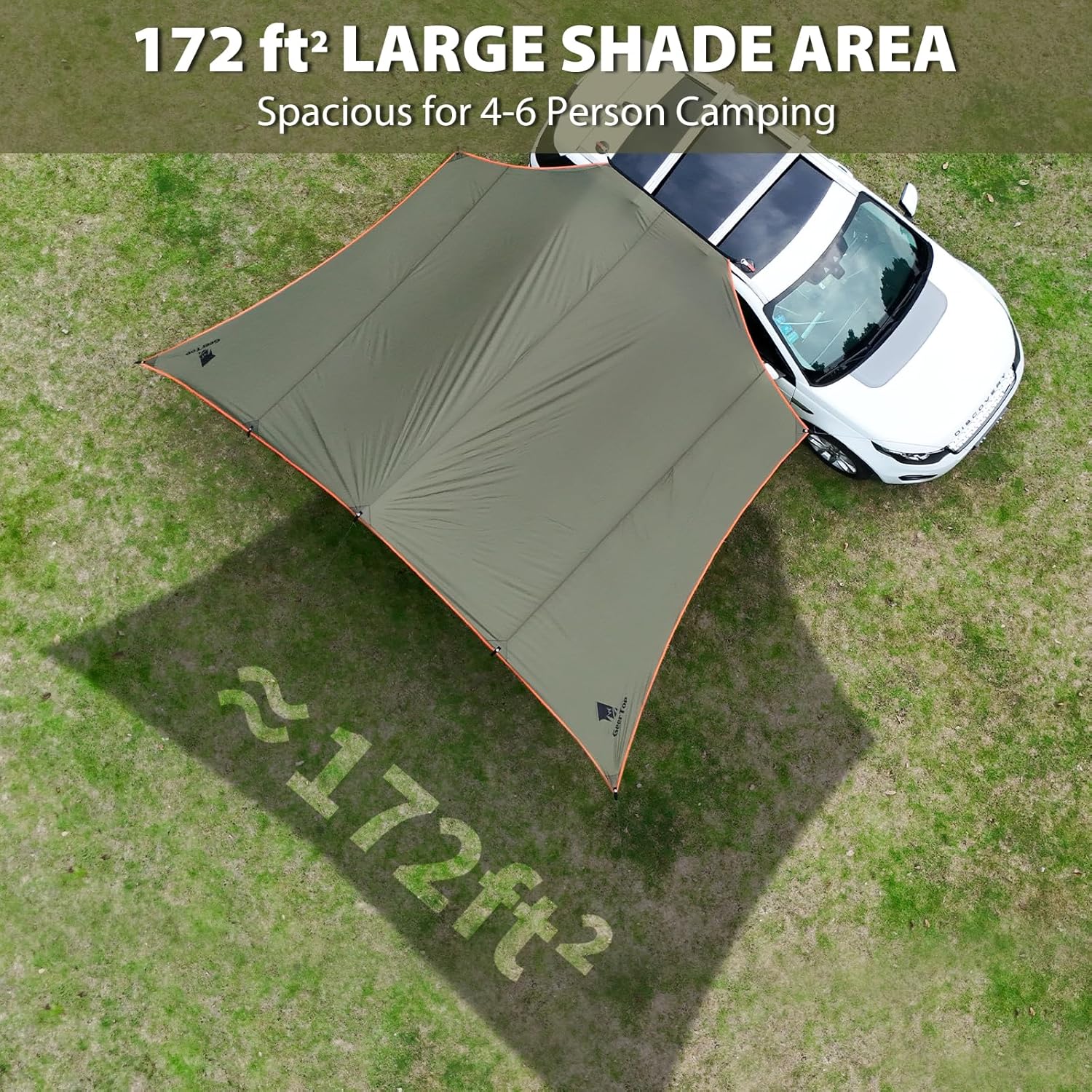 GEERTOP Large Car Side Camping Awning 19 x 11 ft SUV Canopy Tarp Waterproof Outdoor Vehicle Sun Shade Shelter for Truck, MPV, Van, Campers
