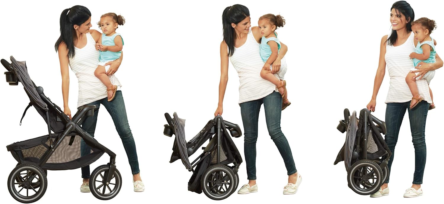 Evenflo Folio3 Stroll and Jog Travel System with LiteMax 35 Infant Car Seat (Skyline Blue)