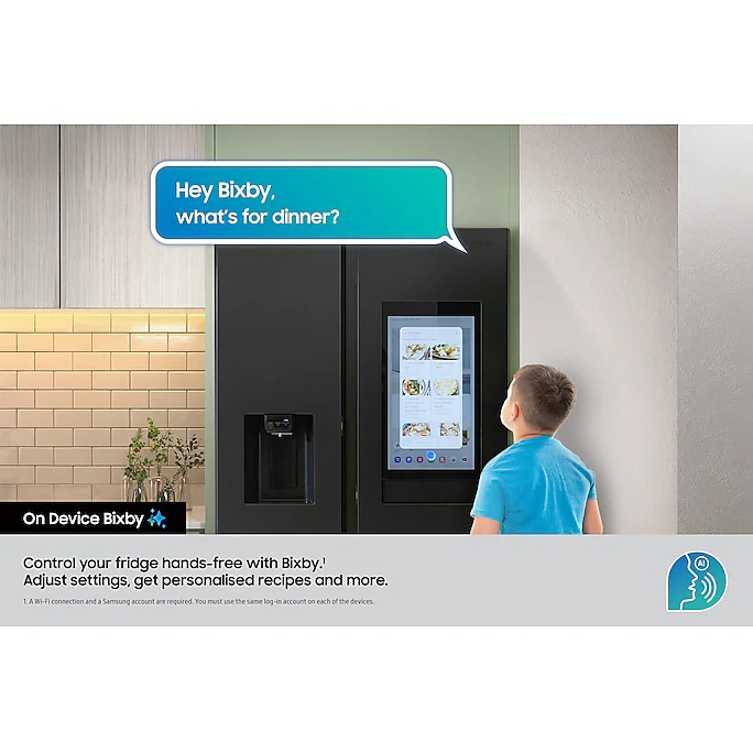 Samsung  614L Bespoke AI Family Hub Side-by-Side Fridge Freezer with Family Hub™, Black