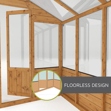 Mercia 8 x 4 Evesham Lean-to Pent Wooden Greenhouse