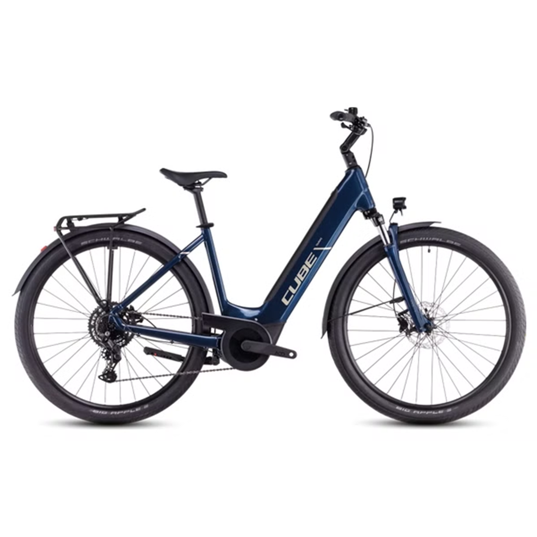 Cube Touring Hybrid One 500 Easy Entry Electric Hybrid Bike Shimano Cues 9S 500 Wh 700 mm Cotton White Grey 2025