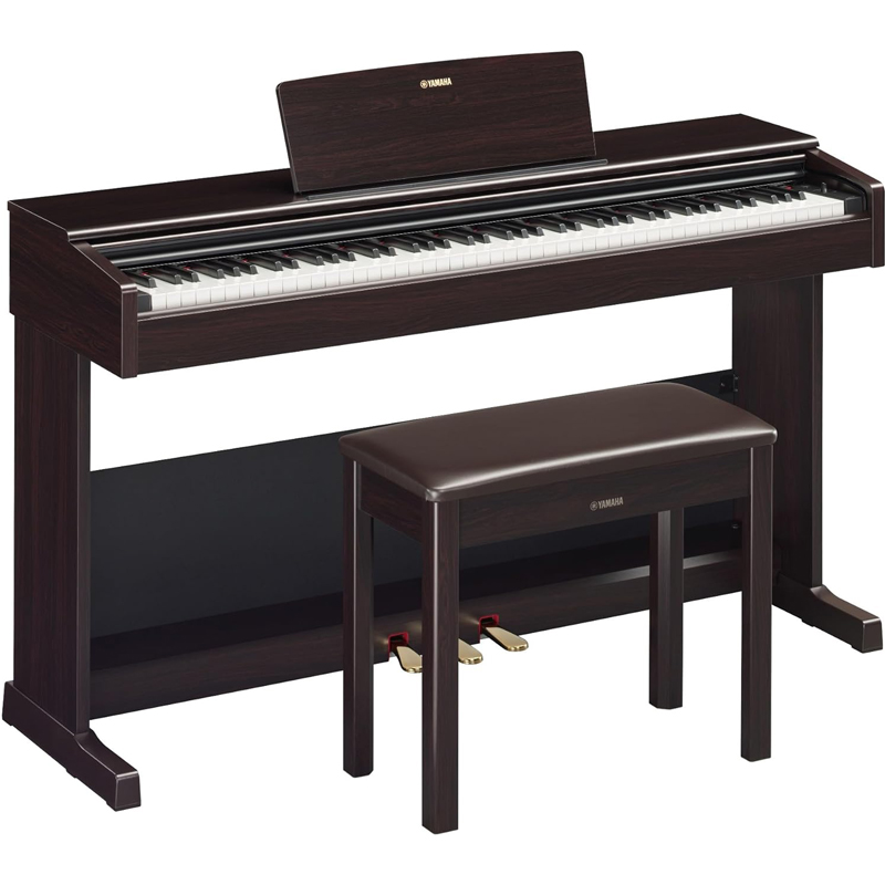 Yamaha Arius, 88-Key Weighted Action Digital Beginner and Intermediate Players, Dynamic Response, Grand Piano Sound, 3-Pedal Unit, Upright Design, Bench Included, Dark Rosewood (YDP105R)