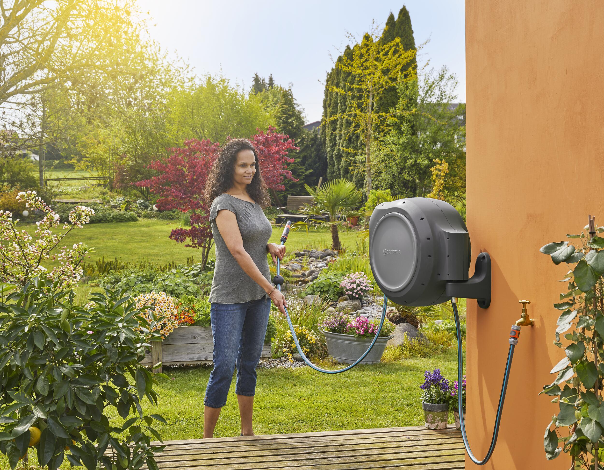 100 Foot Wall Mounted Reel, gray