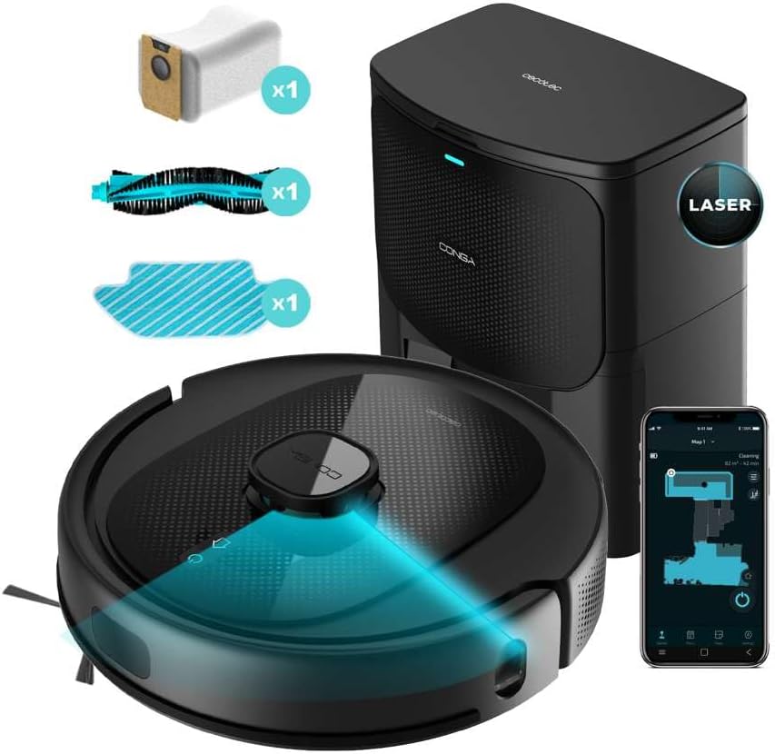 Cecotec Robot Aspirador con Navegación Láser y Base Autovaciado Conga 8290 Immortal Ultra Power Home Genesis T